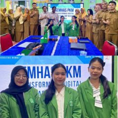 Mahasiswa FILKOM Universitas Dumai bersama guru SMP Negeri 14 Dumai dalam kegiatan PKM Transformasi Digital.